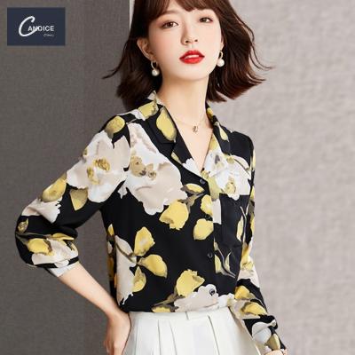 China 2021 Candice fall anti-pilling and winter Korean style decline single neck shirt custom printing for ladies for sale