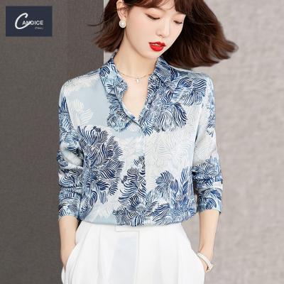 China Candice factory wholesale anti-pilling button straight down elegant women's shirts tops fashionable blouse for sale