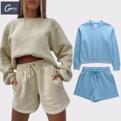 China New Autumn winter Candice anti-pilling fashion round neck casual sweater set 2 pieces sweater set with shorts suit high quality for sale