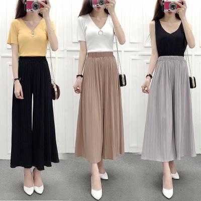 China Candice Spring And Summer New Anti-wrinkle Fashion Pleated Cool High Waist Drape Wide Leg Pants Slim Casual Pants for sale