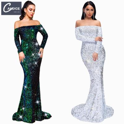 China Candice Haute Couture 4XL Crystal Sequin Prom Dress Anti-Static Modest Elegant Dinner Party Dresses With Sequined for sale