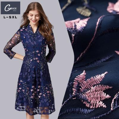 China High Quality Viable Candice 5xl Chinese Style Half Sleeve V Neck Women Plus Size Office Dresses for sale