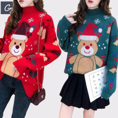 China High Quality Red Panda Pattern Anti-wrinkle Candice Winter Round Neck Sweater Custom Knit Christmas Sweater 2021 for sale