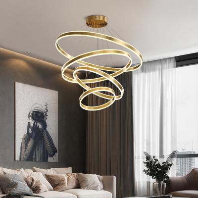 China Contemporary Luxury Postmodern Hotel Ceilings Dining Room Pendant Light Round Led Ring Chandelier for sale