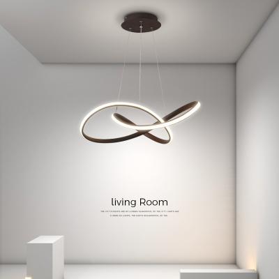 China Modern Nordic Modern Lobby Hotel Restaurant Living Room Pendant Light Led Chandelier Creative Line for sale