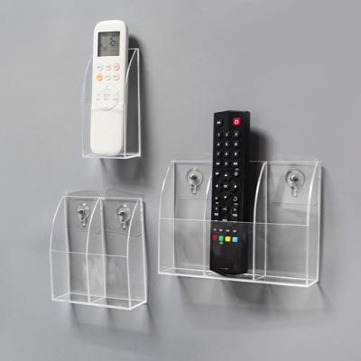 China Sustainable Factory Wholesale Clear Acrylic TV Remote Control Holder Office Wall Mounted Transparent Organizer for Living Room Office for sale