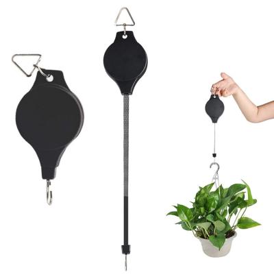 China Plant Minimalist Retractable Hanger Pulley Flower Basket Hook Hanger Garden Baskets Birds Feeder Hanging Pulley Fits Rack Hanger for sale