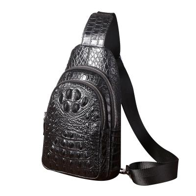 China Fashion Casual Men's Leather Crocodile Body Sling Bag Chest Cross Pack Camping Hiking Hiking Shoulder Bags for sale