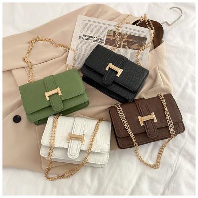 China 2021 New Handbags Fashion Small Waterproof Chain Shoulder Wide Strap PU Leather Cross - Body Messenger Bags for sale