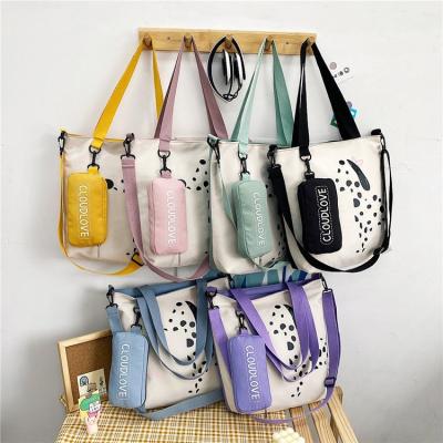 China High Quality Wholesale Custom Handbags for Korean Fashion Canvas Luxury Tote Bag 2021 New Women's Women's Handbags Purses and Handbags 2 Pieces for sale