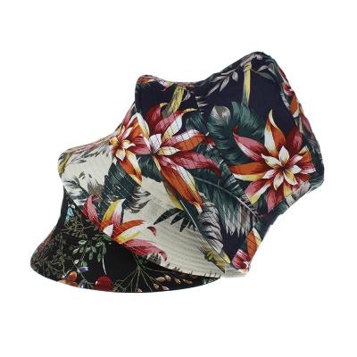 China Environmental Protection Women Floral Print Reversible Cotton Bucket Hats Wide Brim Summer Beach Outdoor Double Sides Packable Flowers Bucket Hat for sale