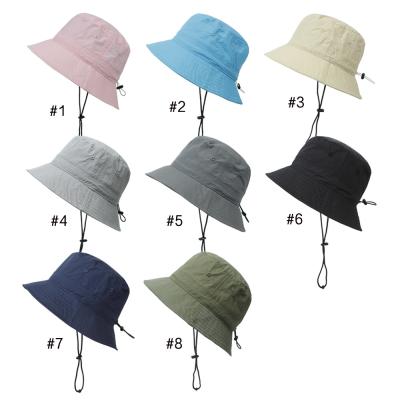 China Summer UV Outdoor Mesh Beach Fishing Cap Foldable Sun Hat Environmental Protection Women's Adjustable Strap Brim Cap for sale