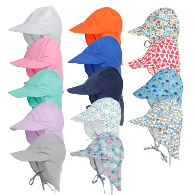 China Mesh Lining Brim Neck Flap Sun Protection Hat Kids Cartoon Printed Sun Character Summer Outdoor Quick Dry Beach Hat for sale