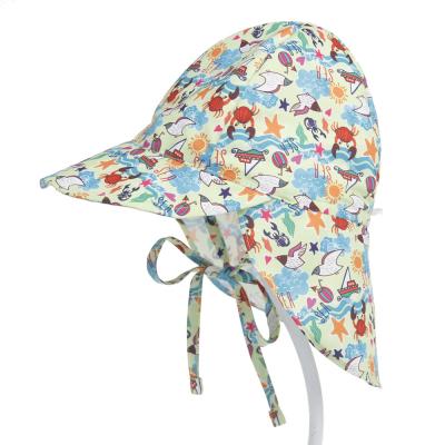 China Chin Strap Summer Flap Cover Brim Toddler Sun Flap Hat Baby Character Bathing Beach Swimming Pool Outdoor Kids Wide Brim Hat Adjustable for sale