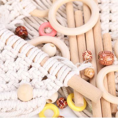 China DIY Farmhouse Macrame Ring Wood Stick Wood Beads Macrame Kit for DIY Macrame Wall Hanging Plant Hanger Kit for sale