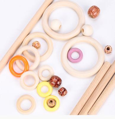 China Macrame DIY Kit Natural Wooden Sticks Hoops Farmhouse Rings Colorful Bead Macrame Kit For Adult Beginners for sale