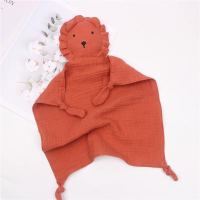 China Organic Cotton Lion Baby Lovey Comforter Toy Stuffed Plush Baby Comforter Blanket Bedding Toys for sale