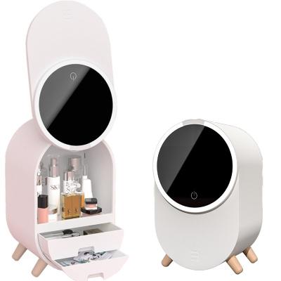 China Fashion Guaranteed Unique Quality Dust Proof Led Lighted Mirror Cosmetics Organizer for sale