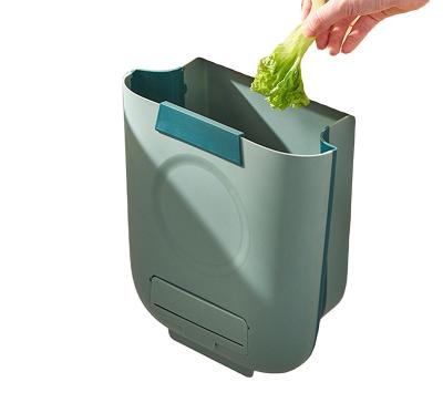 China Sustainable New Mold Plastic Folding Wall Mounted Trash Can Kitchen Trash Can Meal Food Waste Bin Box Car Trash Can for sale