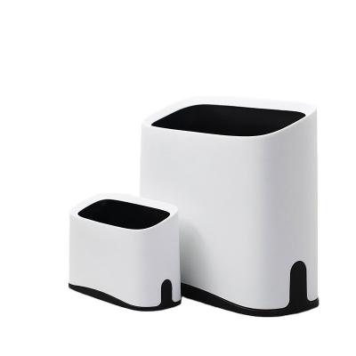 China Wholesale Square Modern Simple Paper Plastic Waste Bin Kitchen Toilet Bedroom Bathroom Trash Can for sale