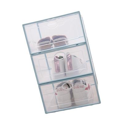 China Amazon Hot Sale Modern ABS and PP Material Transparent Plastic Shoe Storage Box Large Stack Flip Front Entry Shoe Box for sale