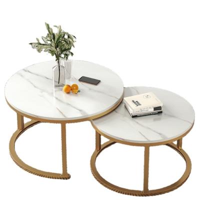 China Convertible Coffee Table Top Gold White Round Small Modern Convertible Contemporary Stainless Steel Metal+wood Marble Living Room for sale