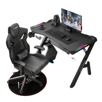 China Hot Selling (Height) Adjustable Metal Legs Computer Desk Gaming Table Ergonomic LED Workstation Ergonomic Lights PC Computer RGB Gaming Desk for sale