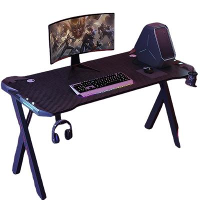 China Modern (Height)Adjustable PC Furniture X Shaped Computer Black Gaming Desk With Cup Holder&Headphones Hook for sale