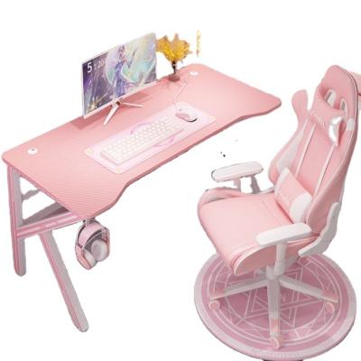 China Convertible Single Cheap Computer LED Gaming Table Gamer Desk Pink Computer Desk RGB Gaming Desk for sale