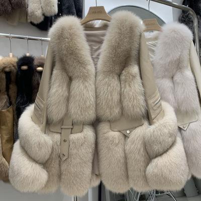 China Female Fox Winter Reversible Fur Coat New Plus Cotton Bucket Hat Faux Fur Slides for sale