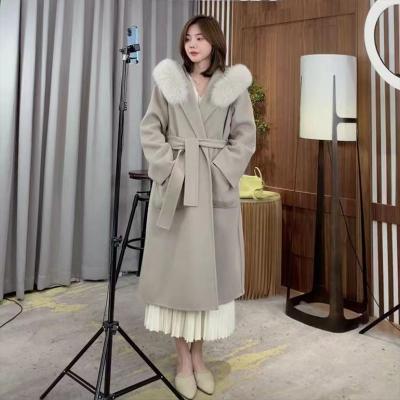 China Reversible Large Faux Fur Collar Ethos Western Style Wool Coat Soft Large Throw for sale