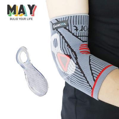 China Factory Adjustable Breathable Custom German Technology Elasticity Professional Sports Protect Elbow Brace Golf Breathable Silicone Elastic Elbow Support for sale