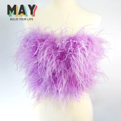 China Antibacterial Ostrich Fishbone Suspender Hairy Feather Bra With Tight Breast Wrap Chest Feather Top for sale