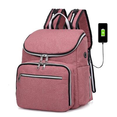 China With USB Travel Mommy Baby Diaper Bag Fashion Mommy Waterproof Urban Diaper Bag Backpack with USB Charging Port for sale