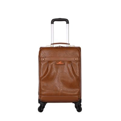 China Custom High Quality Business Pu Leather Suitcases  Four Universal Wheels Trolley Travel Luggage Set 20