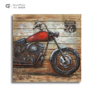 China Metal Living Room Furniture Sets Motorcycle Art Wall Hanging Decoration Metal Painting for sale