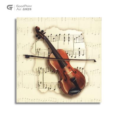 China Modern Custom House Decoration Furniture Piece Violin Wall Art 3d Canvas Painting for sale