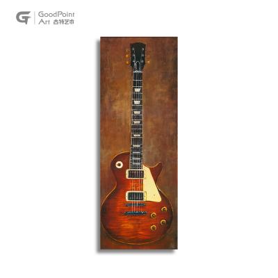 China Modern Vintage Kids Wall Art Picture 3D Craft Guitar Canvas Wood Wood Oil Painting for sale