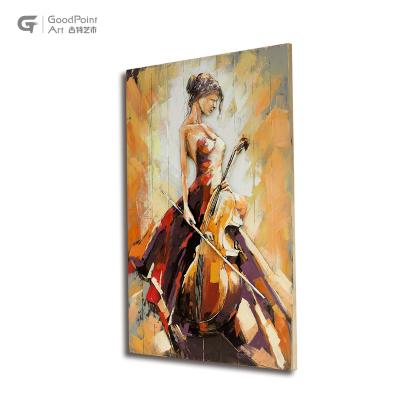 China Wholesale Solid Wood The Beautiful Indian Girl Oil Painting Girl Playing The Violin Oil Paintings Girls Nude Pictures for sale