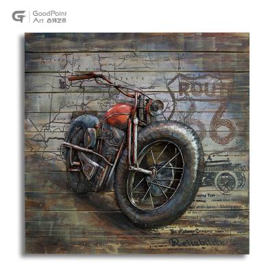 China Rustic AR Europe Wall Painting Handmade Motorcycle Picture Metale Antique Iron for sale