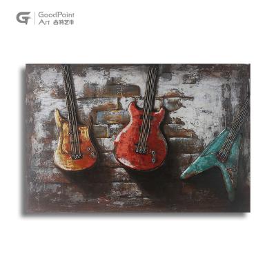 China Europe rustic vintage hanging decoration yamaha guitar design metal painting modern art for sale