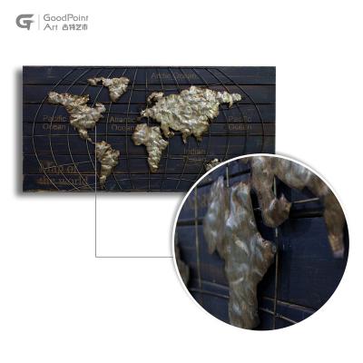 China Custom Wooden Painting Wall Decor Metal Art Decoration Map of Europe for sale