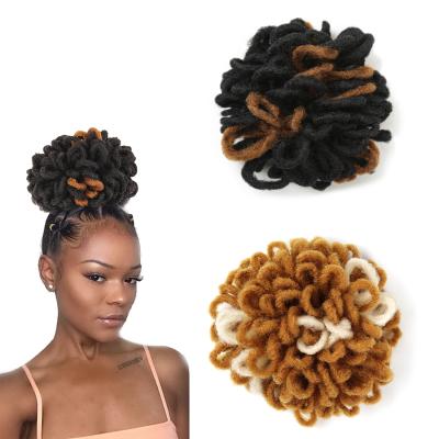 China Synthetic Fiber Hair Faux Dread Locs Afro Blows Synthetic Clip In Messy Hair Piece Bun Drawstring Ponytail Hair Bun Extension for sale