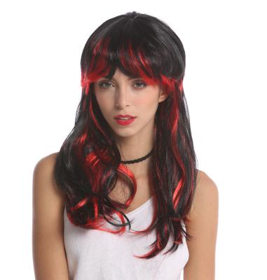 China Synthetic Fiber Carnival Black Highlights Red Witch Devil Wigs P-W251 for sale