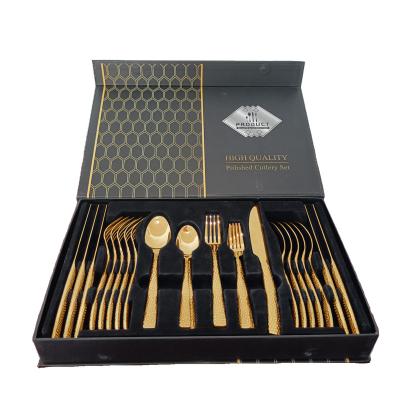 China New In 2023 Sustainable Products 304 Stainless Steel 30 Piece Set Flatware Set Silverware Fork Spoon Titanium Plated Cutlery Set for sale