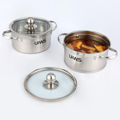 China Sustainable Kitchen Use Stainless Steel Soup Pot Thickening Double Bottom Hot Pot Cooking Pot for sale