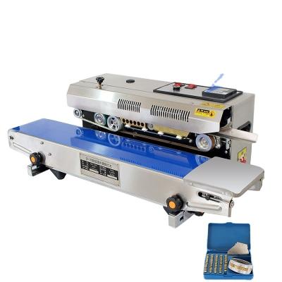 China Food Bag Heat Band Sealer with Continuous Horizontal Printing and 21kg Machine Weight for sale