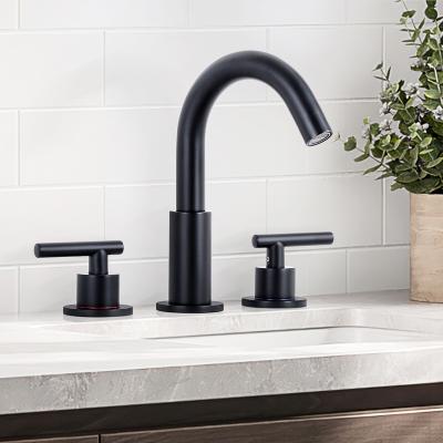 China Basin Faucet Hot Black 8 Inch Bathroom Basin Faucet Sink Faucets 3 Holes 3 Holes Brass Luxury Baths Modern High Quality Metered And Cold Bathroom for sale