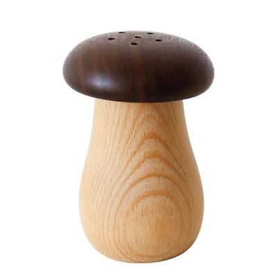 China Viable Handmade Artcraft Dispenser Container Shape Mushroom Holder Natural Wooden Toothpick Jar For Hotel Restaurant Home for sale