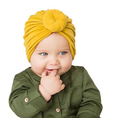 China Accessories Nylon/Cotton Baby Turban Wraps Soft Newborn Infant Toddler Girl Band Beanie Bonnet Candy Color Hair Cotton Winter Hospital Hat for sale